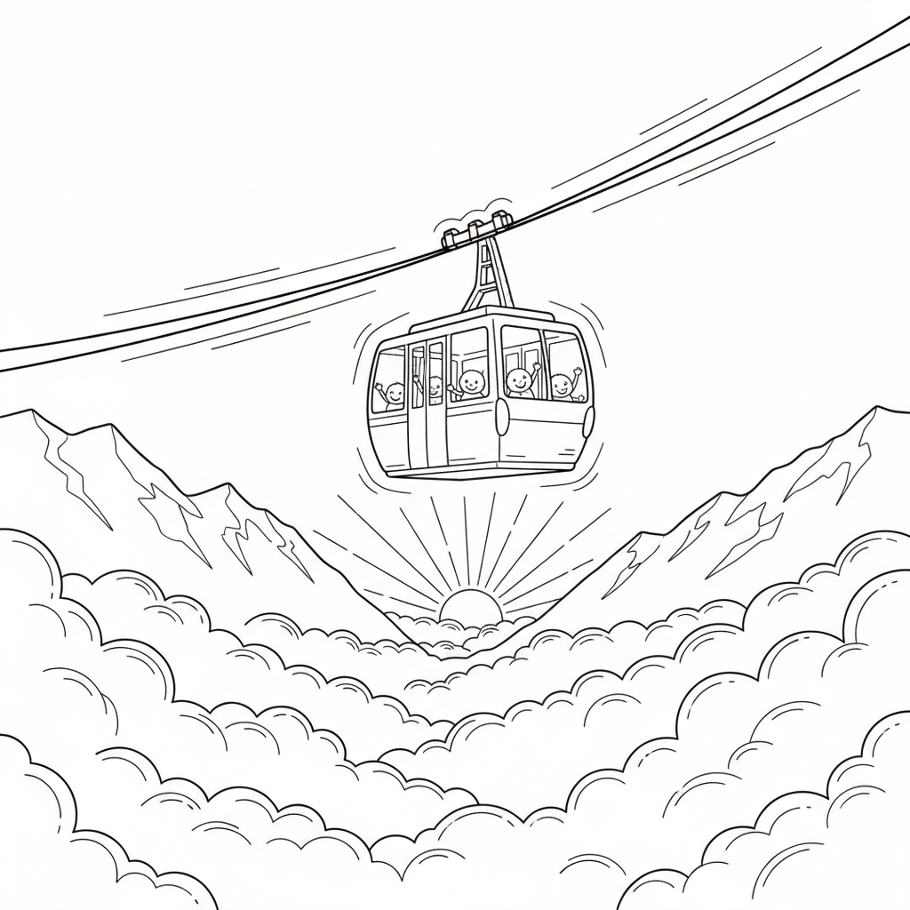 Gondola Adventure — Free Coloring Page for Kids coloring page