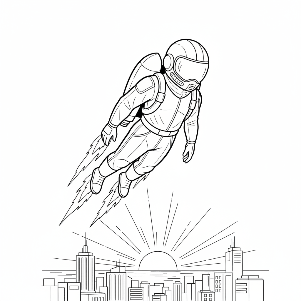 Jet Pack Lift Off — Free Printable Coloring Page for Kids coloring page