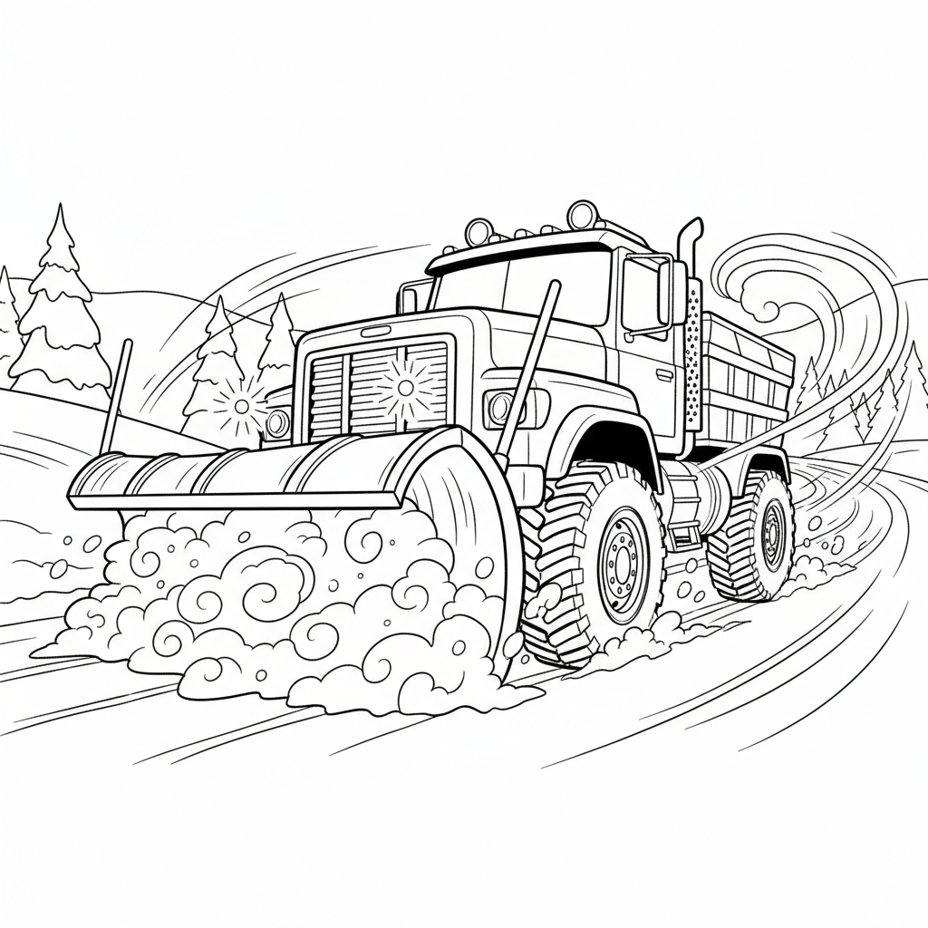 Snow Plow Adventure — Free Printable Coloring Page for Kids coloring page