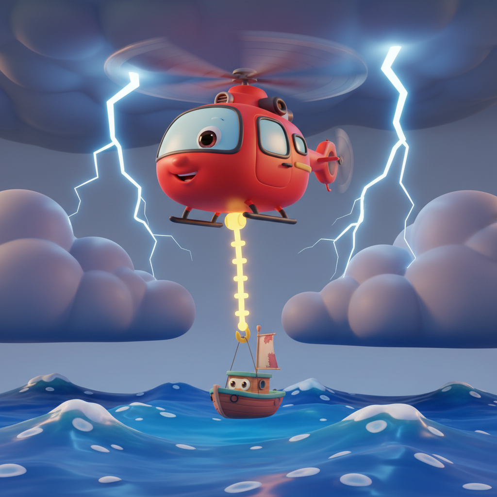 Helicopter Storm Rescue — Bedtime Story for Kids