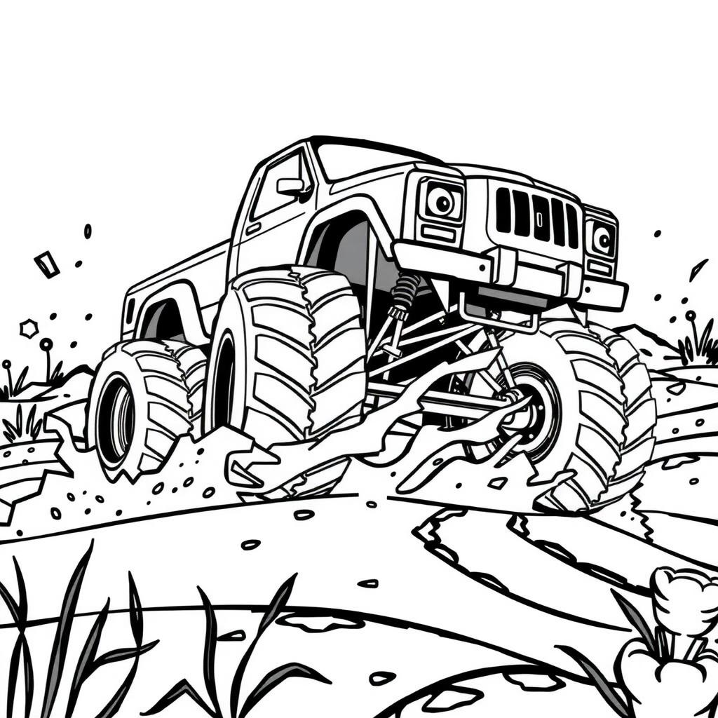 Monster Truck Mud — Free Coloring Page for Kids coloring page
