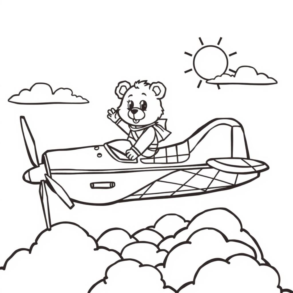 Small Plane Adventure — Free Coloring Page for Kids coloring page