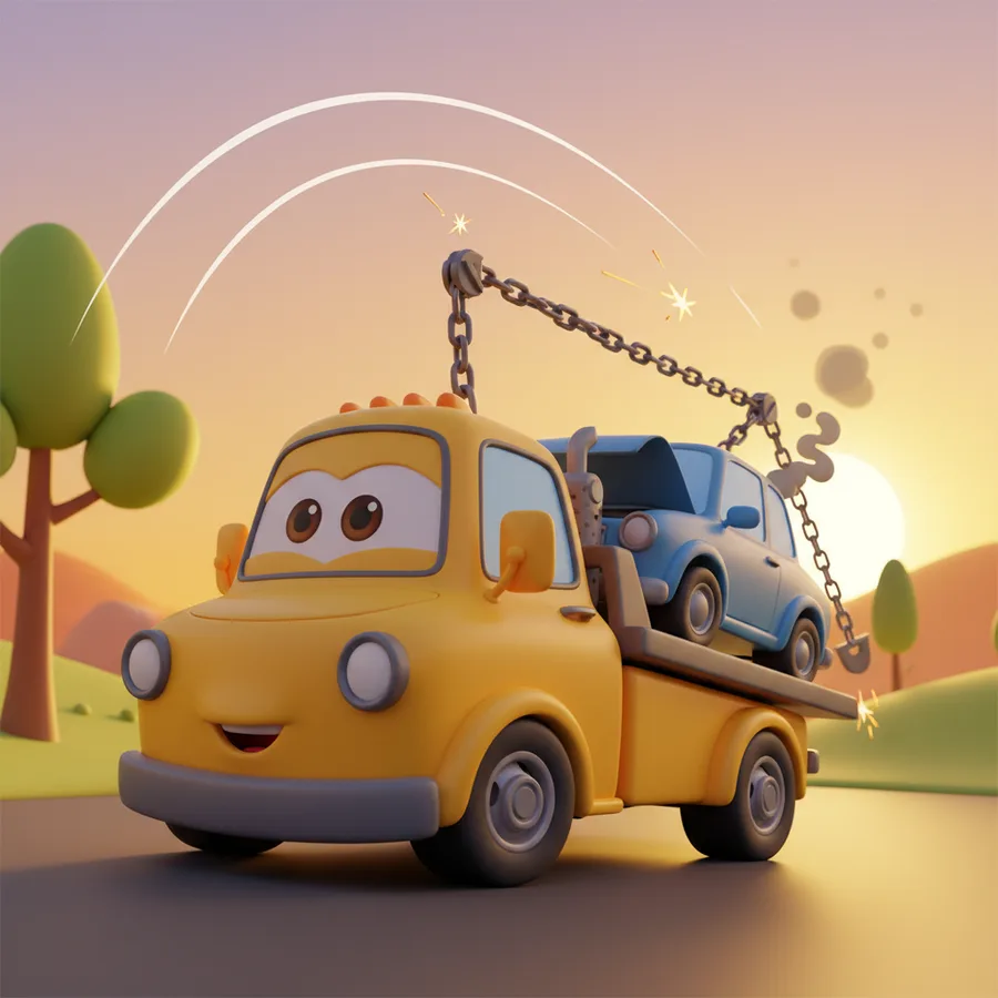 Tow Truck Rescue — Free Coloring Page for Kids
