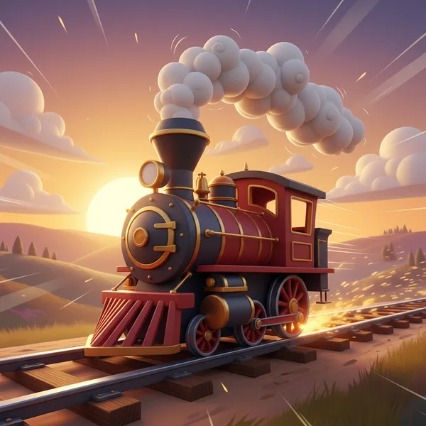 Steam Locomotive Adventure — Free Coloring Page for Kids