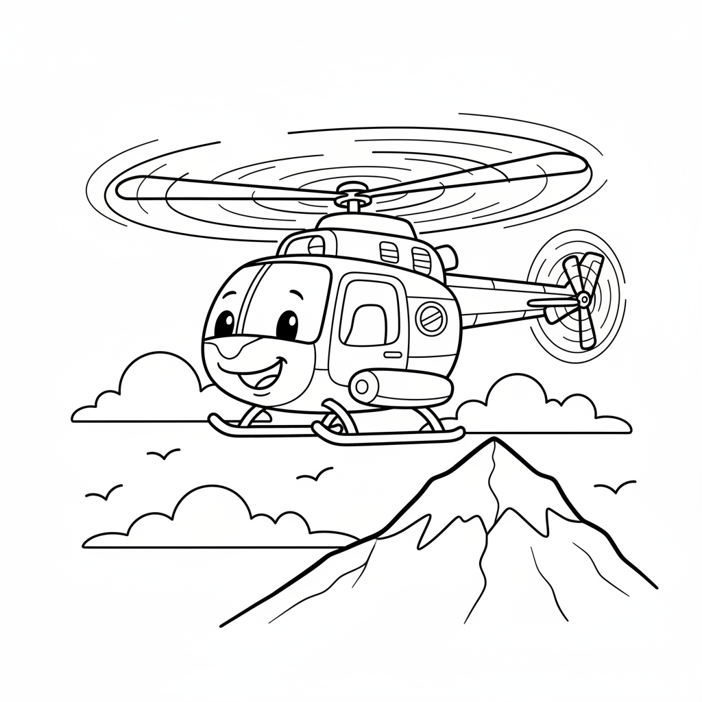 Helicopter Adventure — Free Coloring Page for Kids coloring page