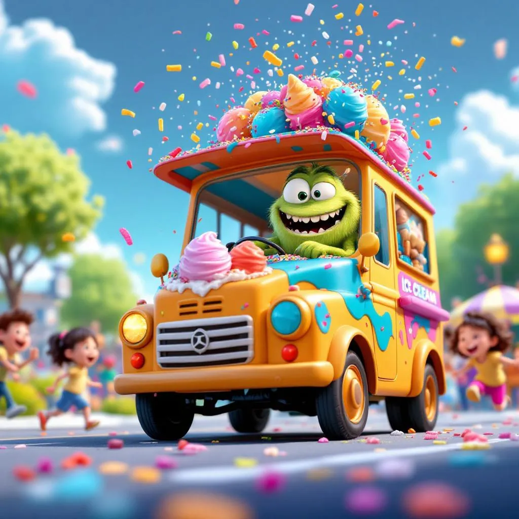 Friendly Green Monster Driving — Bedtime Story for Kids
