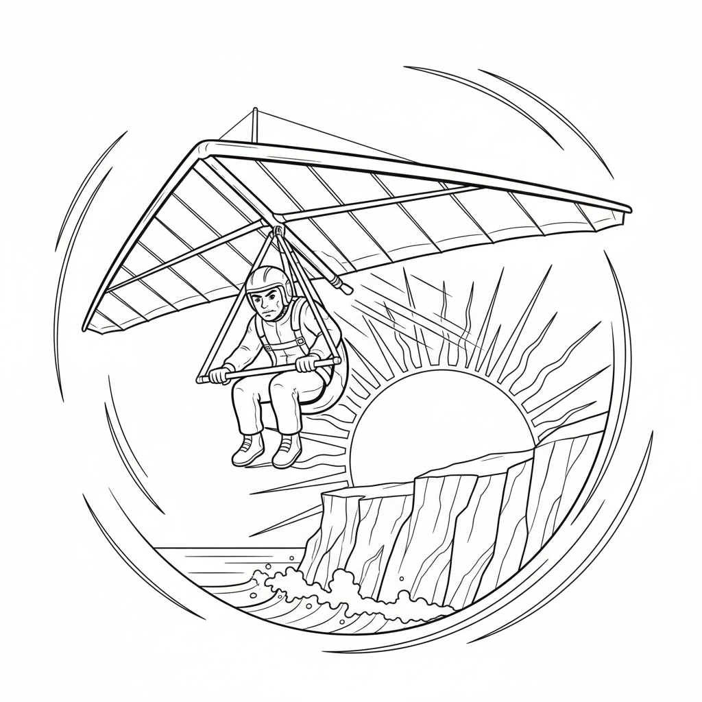 Hang Glider Adventure — Free Coloring Page for Kids coloring page