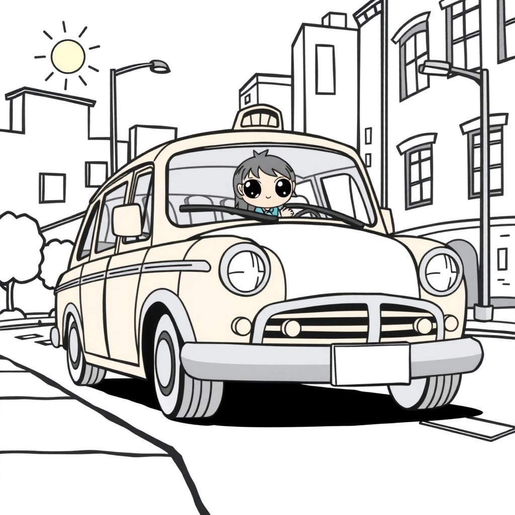 Yellow Taxi — Free Coloring Page for Kids coloring page