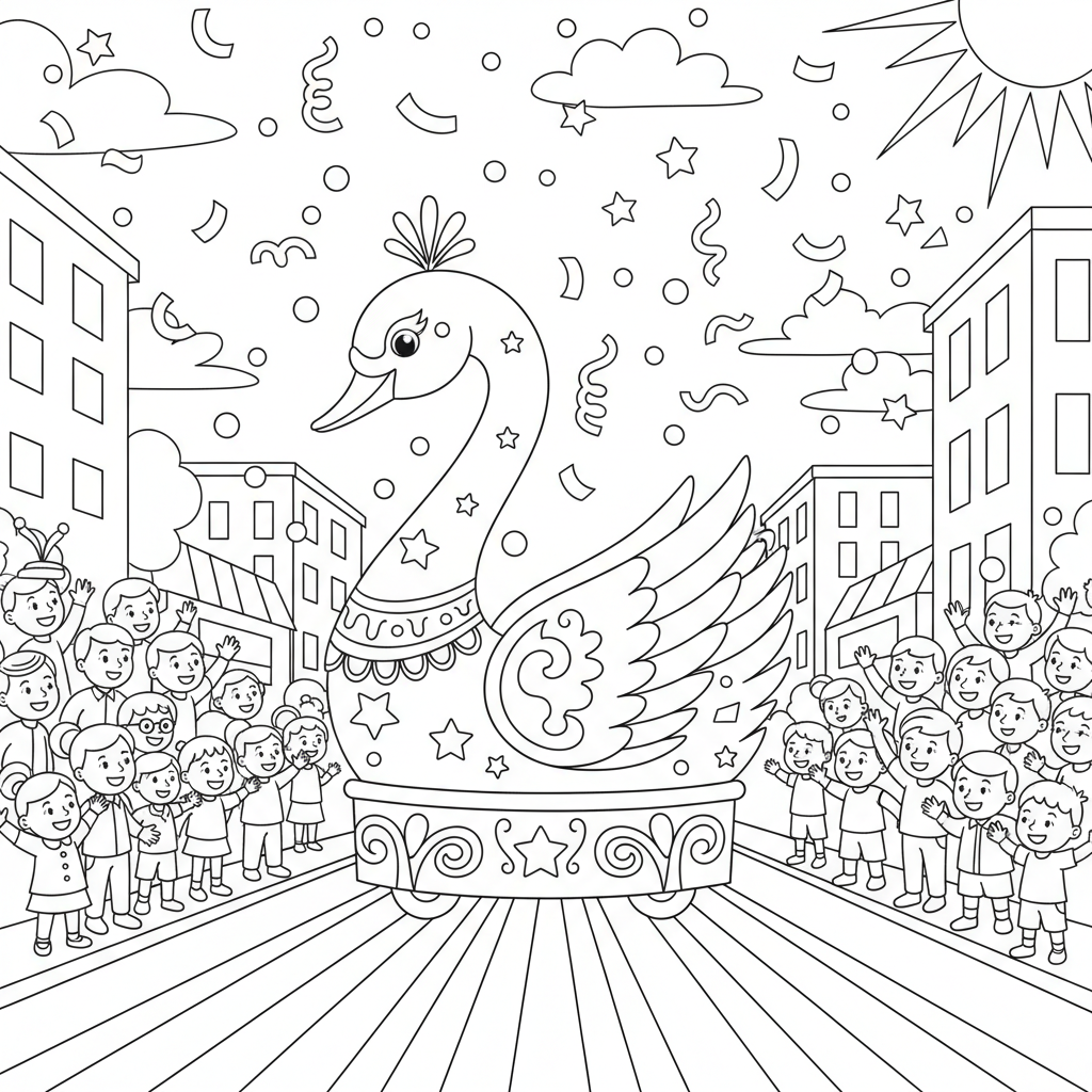 Rainbow Parade Float Adventure — Free Coloring Page for Kids coloring page
