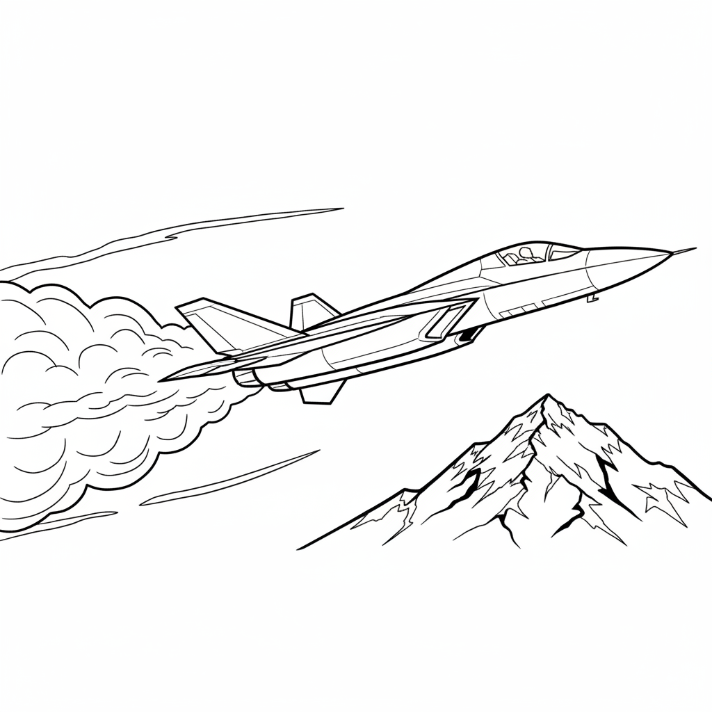 Fighter Jet Adventure — Free Coloring Page for Kids coloring page