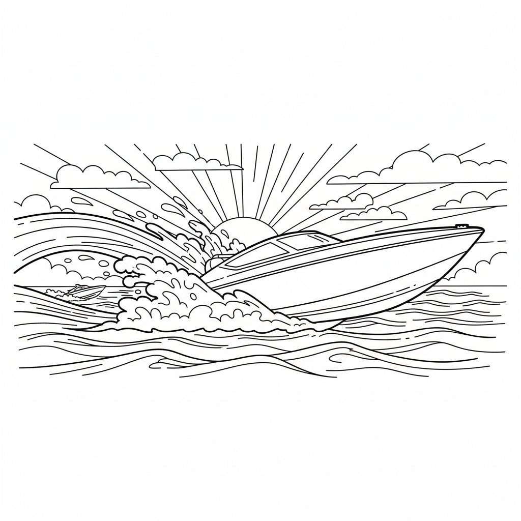 Speedy Ocean Adventure — Free Coloring Page for Kids coloring page