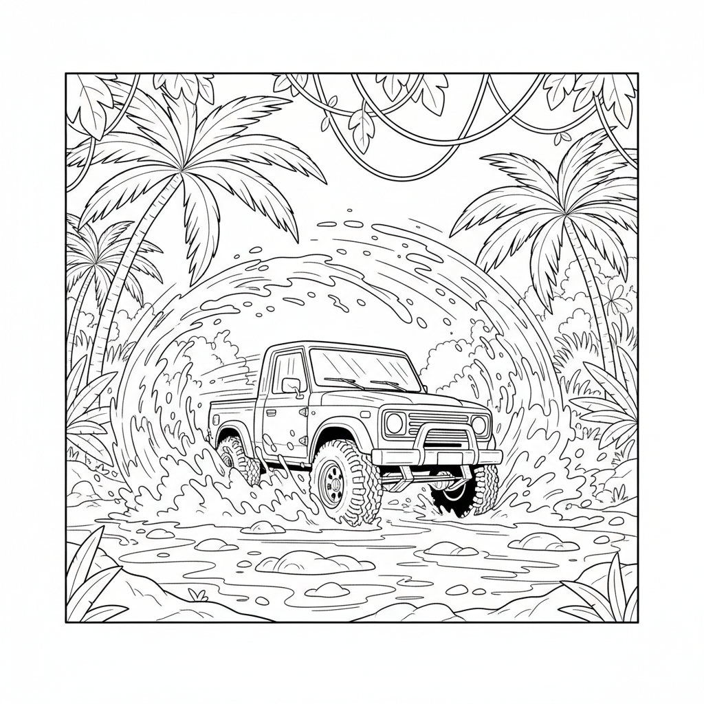 Splashing Fun Adventure — Free Coloring Page for Kids coloring page
