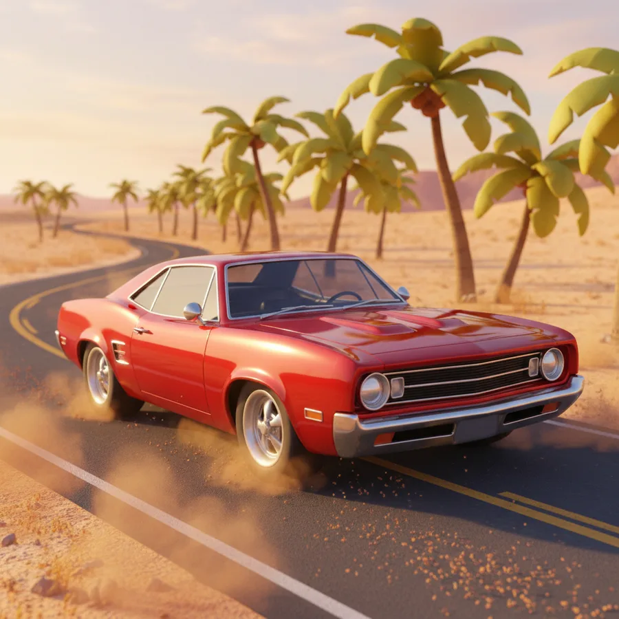Vintage Muscle Car Adventure — Free Printable Coloring Page for Kids