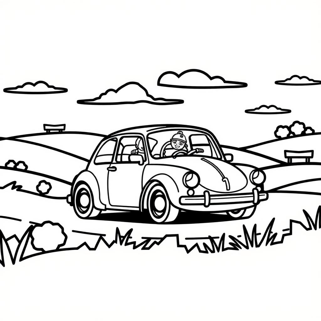 Classic Blue Car — Free Construction Vehicle Coloring Page for Kids coloring page