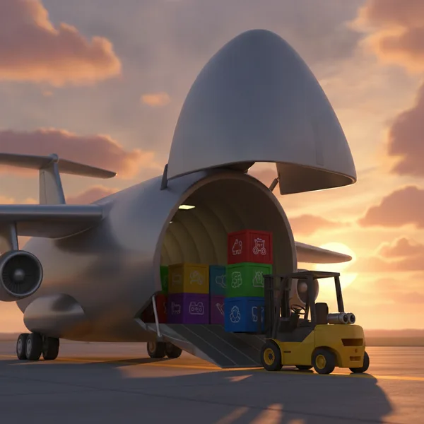 Cargo Plane with Toy Blocks — Free Coloring Page for Kids
