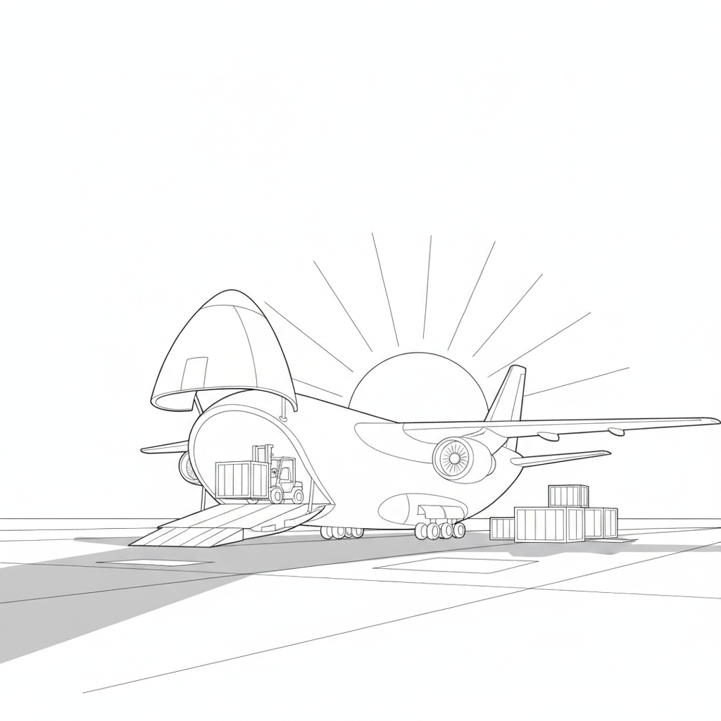 Cargo Plane with Toy Blocks — Free Coloring Page for Kids coloring page