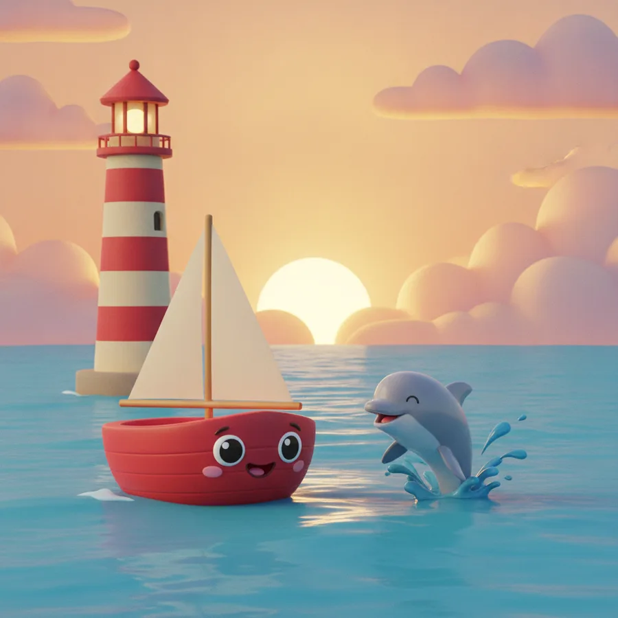 Esta página para colorear presenta un alegre barco de vela y un delfín saltarín. Las formas simples del barco son fáciles de colorear, mientras que el delfín añade un reto divertido.