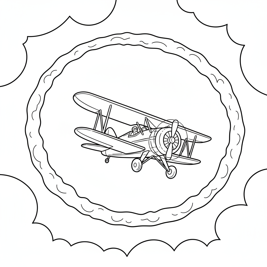 Stunt Plane Loop — Free Coloring Page for Kids coloring page