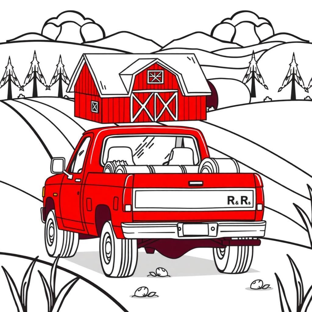 Pickup Truck Adventure — Free Coloring Page for Kids coloring page
