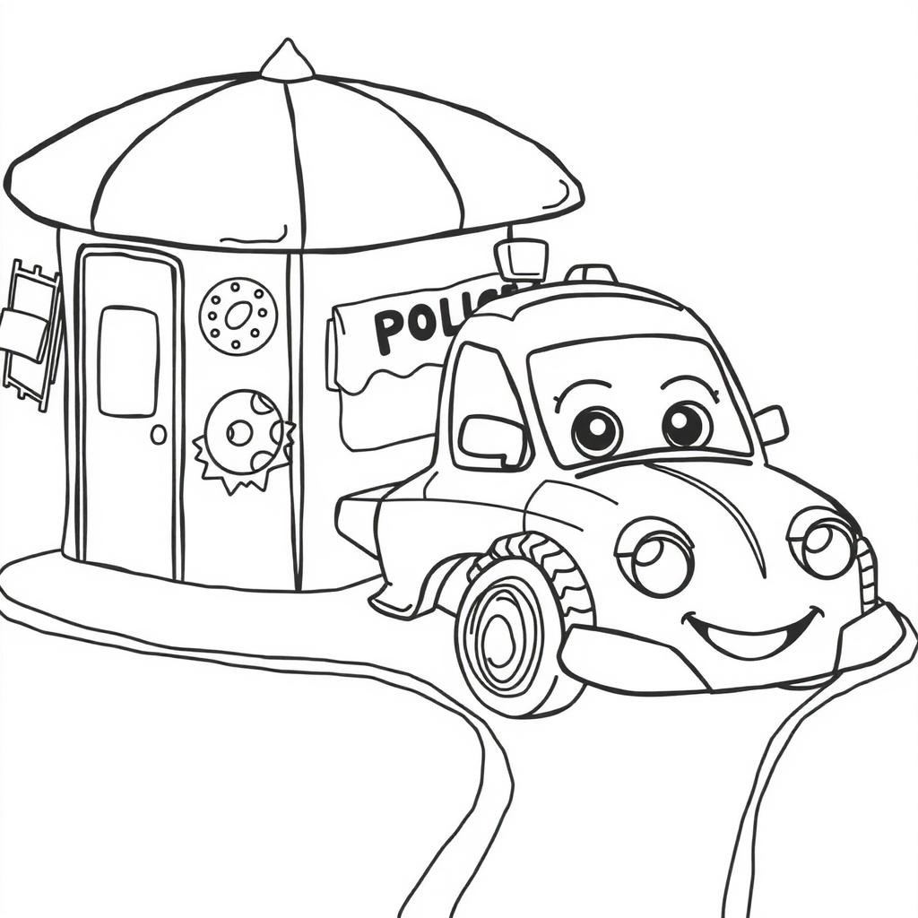 Police Car Friendly — Free Coloring Page for Kids coloring page